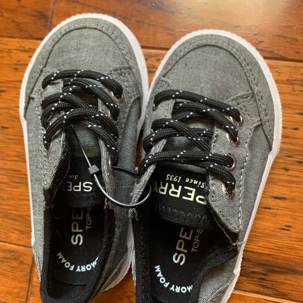 Toddler Size 5 Sperry Gray and Black Sneakers